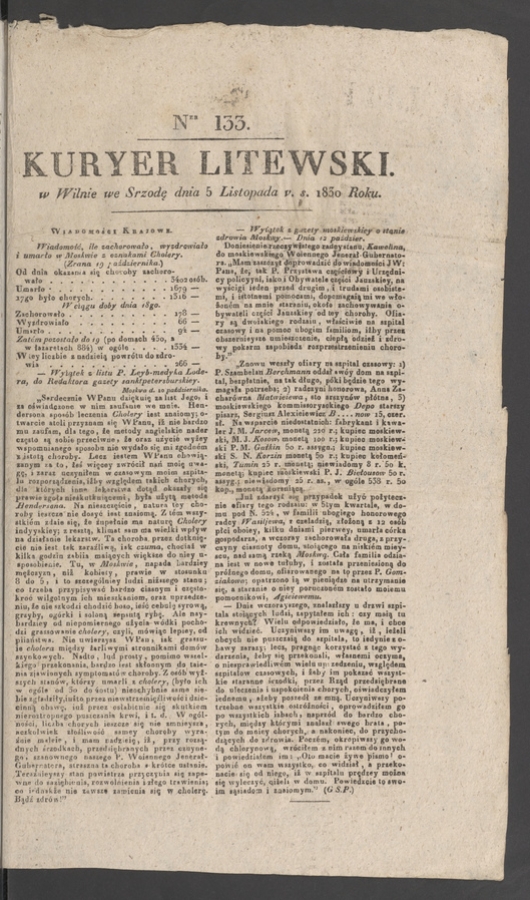 Kuryer Litewski. 1830, numer&nbsp;133
