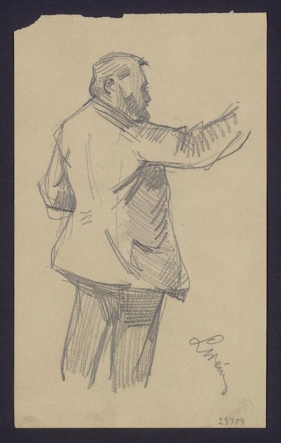 Szkic mężczyzny z podniesioną ręką