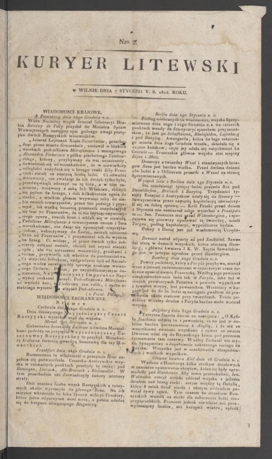 Kuryer Litewski. 1814, numero&nbsp;2