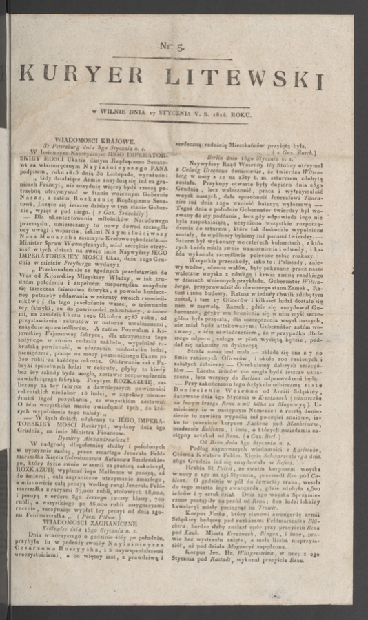 Kuryer Litewski. 1814, numero&nbsp;6
