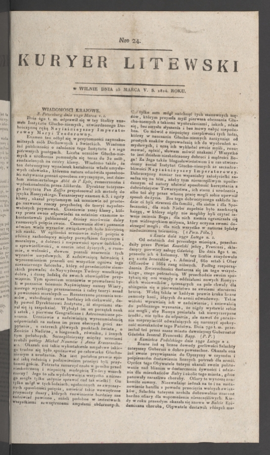 Kuryer Litewski. 1814, numero&nbsp;24