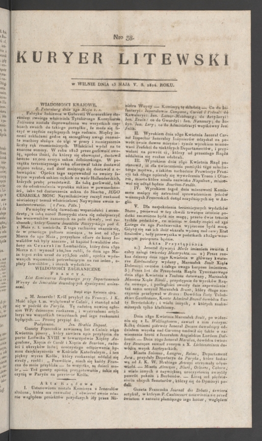 Kuryer Litewski. 1814, numero&nbsp;38