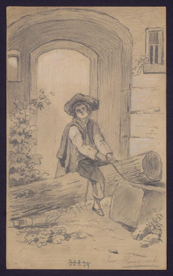 Chłopak na kłodzie