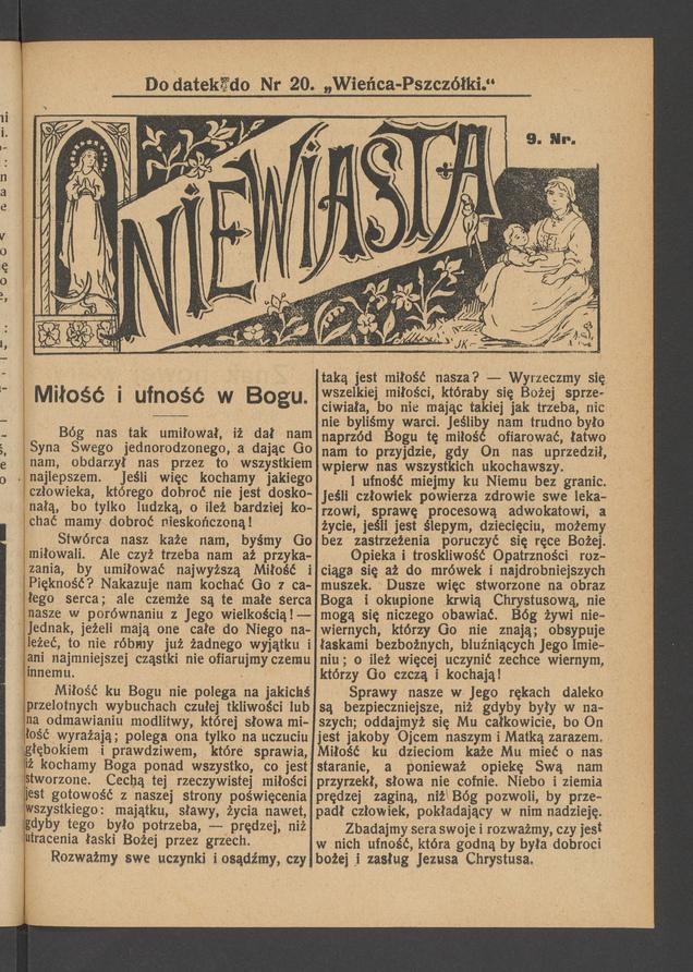 Niewiasta : dodatek do numeru 20 „Wieńca-Pszczółki”. Rok 9, 1909, numer 9