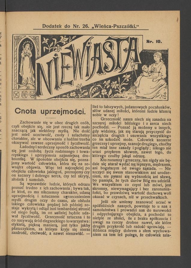Niewiasta : dodatek do numeru 26 „Wieńca-Pszczółki”. Rok 9, 1909, numer 10