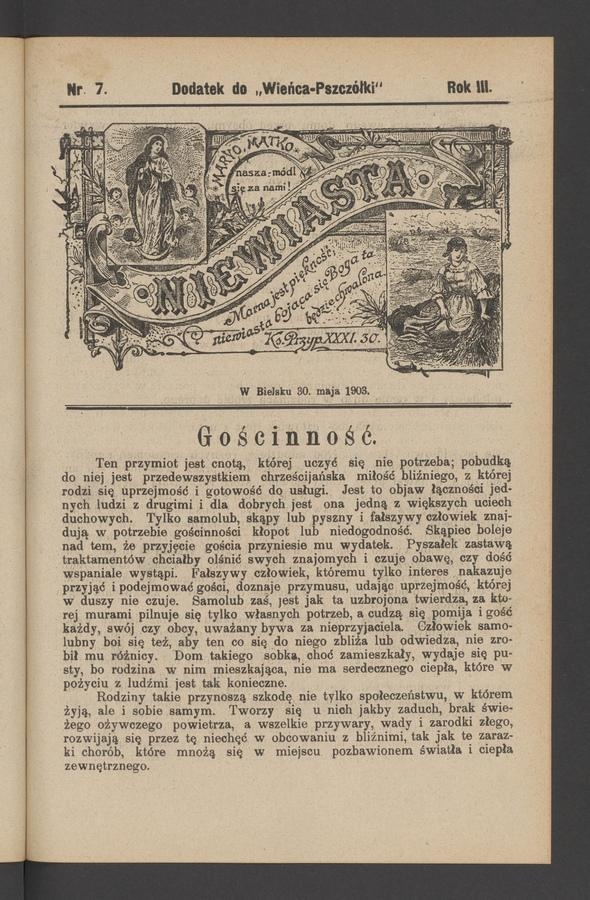 Niewiasta : dodatek do „Wieńca-Pszczółki”. Rok 3, 1903, numer 7
