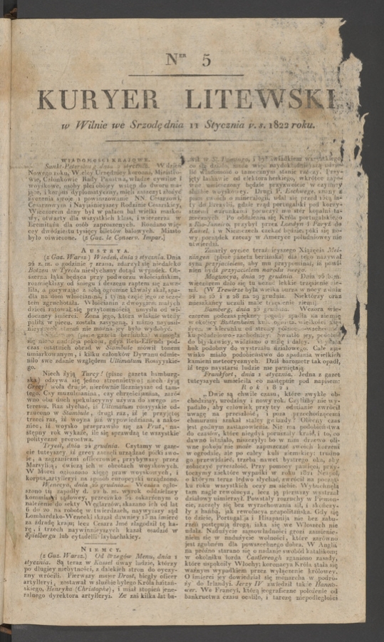 Kuryer Litewski. 1822, numer&nbsp;5