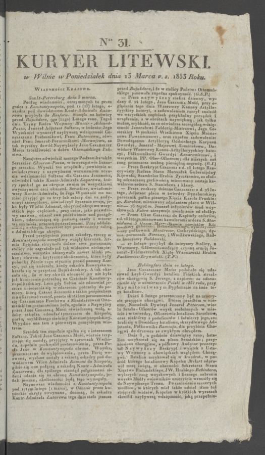 Kuryer Litewski. 1833, numer 31