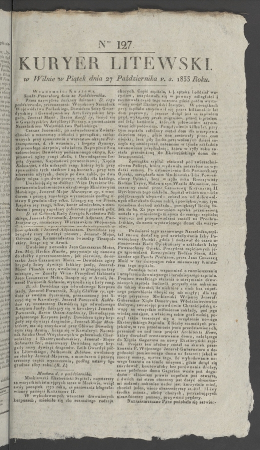Kuryer Litewski. 1833, numer&nbsp;127