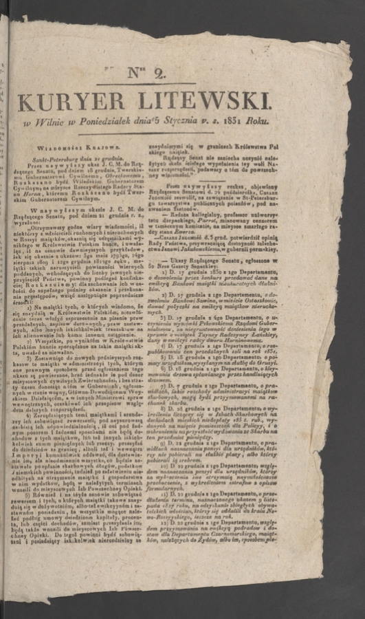 Kuryer Litewski. 1831, numer&nbsp;2