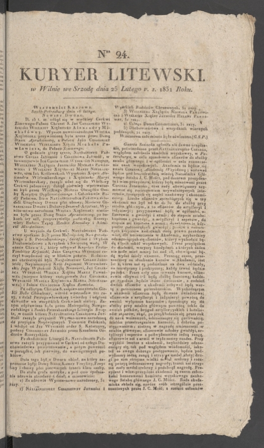 Kuryer Litewski. 1831, numer&nbsp;24