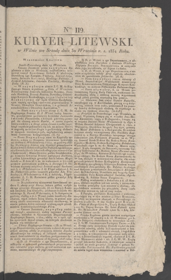 Kuryer Litewski. 1831, numer&nbsp;119