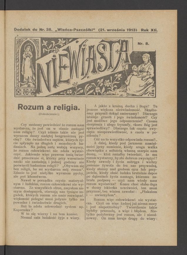 Niewiasta : dodatek do&nbsp;numeru&nbsp;38 &bdquo;Wieńca-Pszcz&oacute;łki&rdquo;. Rok&nbsp;13, 1913, numer&nbsp;8