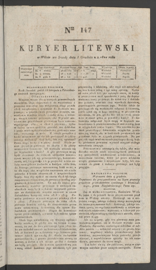 Kuryer Litewski. 1820, numer 147