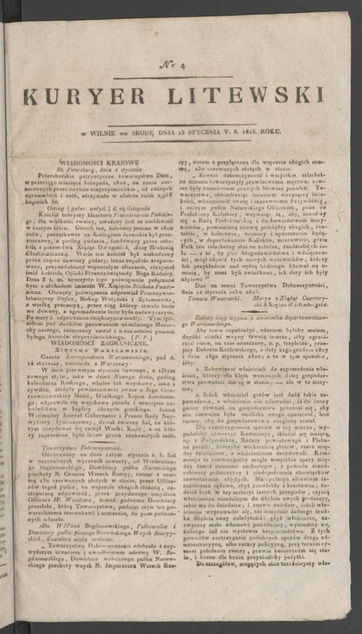 Kuryer Litewski. 1815, numer&nbsp;4