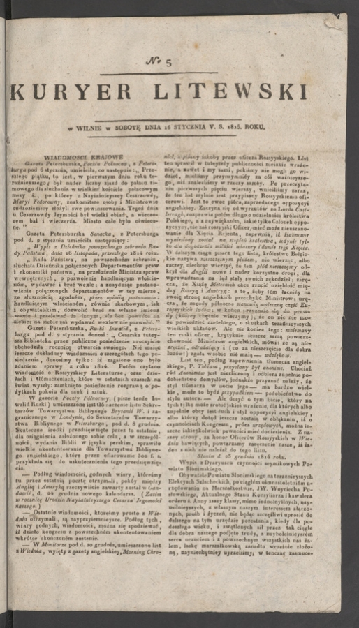 Kuryer Litewski. 1815, numer&nbsp;5