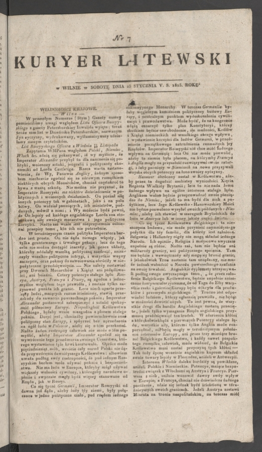 Kuryer Litewski. 1815, numer&nbsp;7