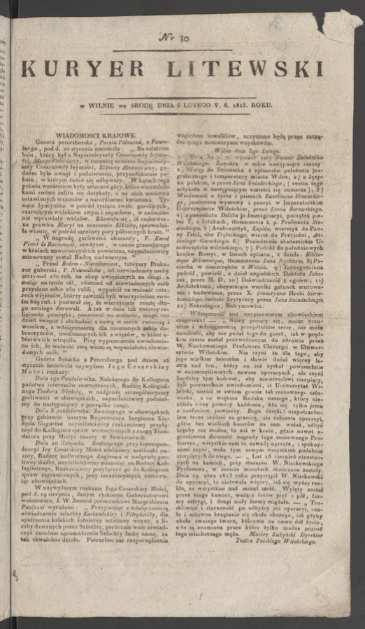 Kuryer Litewski. 1815, numer&nbsp;10