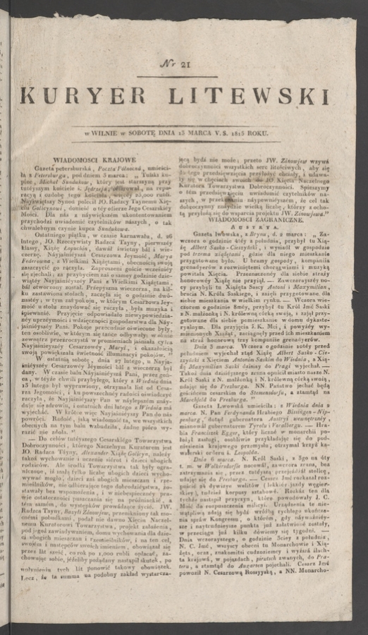 Kuryer Litewski. 1815, numer&nbsp;21