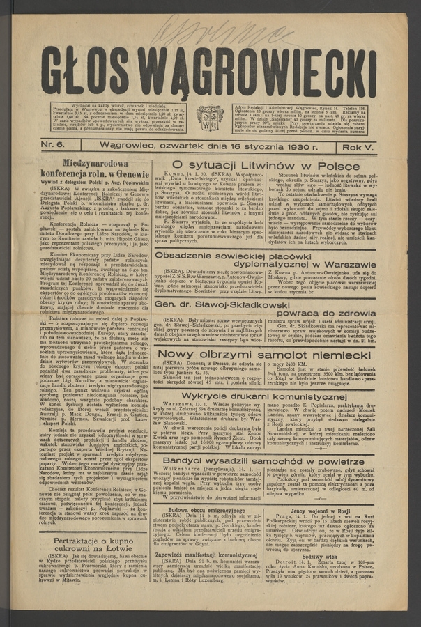 Głos Wągrowiecki. Rok 5, 1930, numer 6