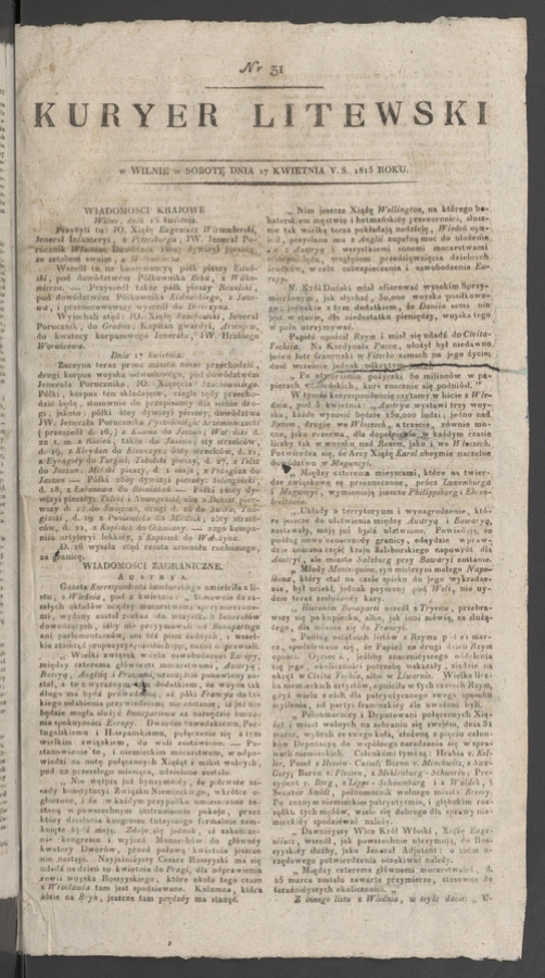 Kuryer Litewski. 1815, numer 31