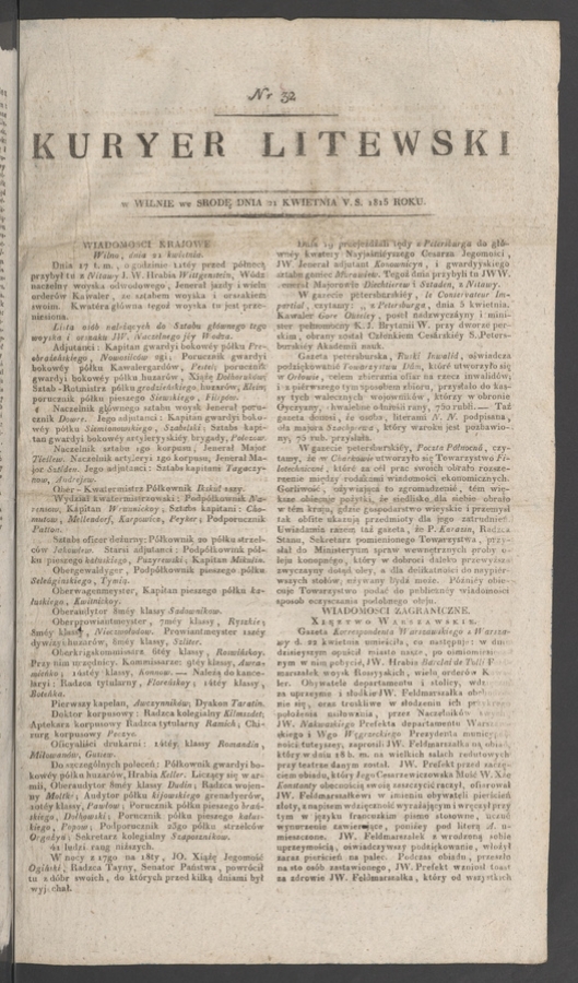 Kuryer Litewski. 1815, numer 32
