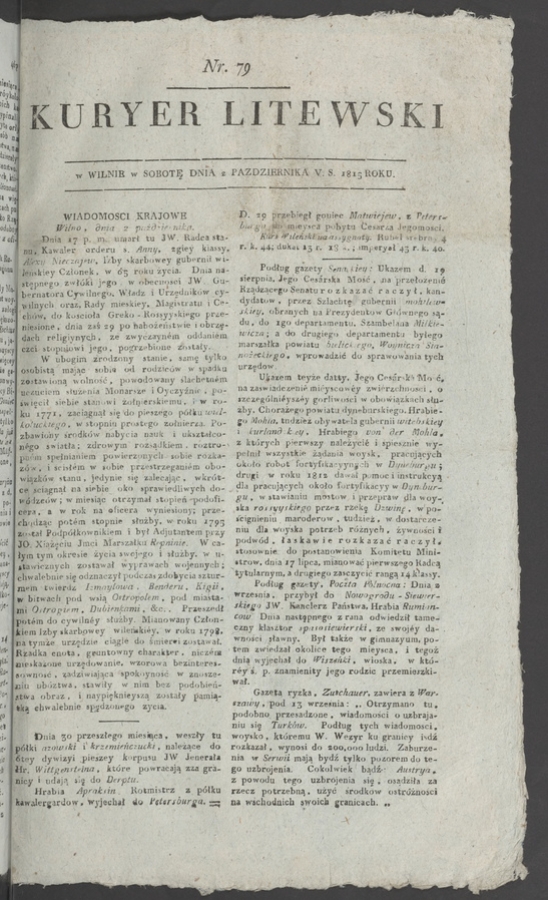 Kuryer Litewski. 1815, numer&nbsp;79