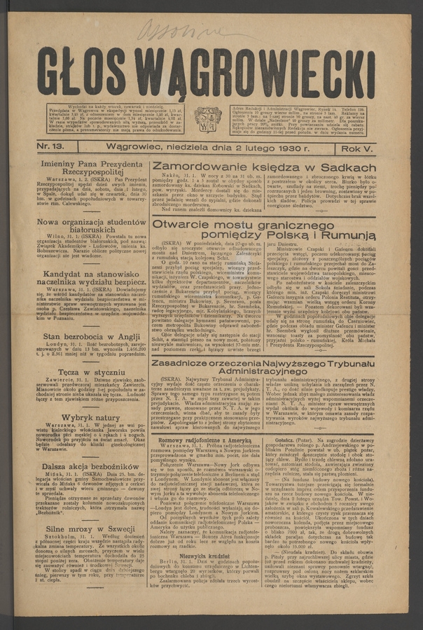 Głos Wągrowiecki. Rok 5, 1930, numer 13