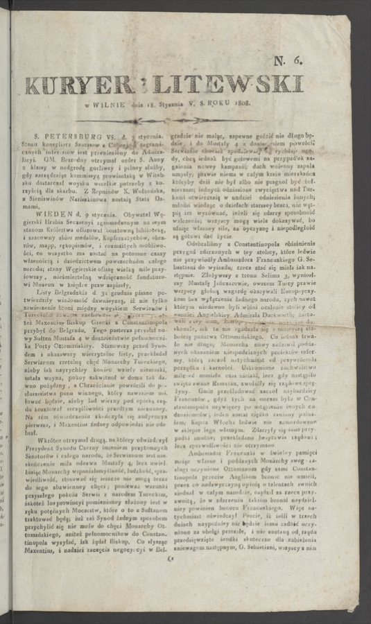 Kuryer Litewski. 1808, numero&nbsp;6