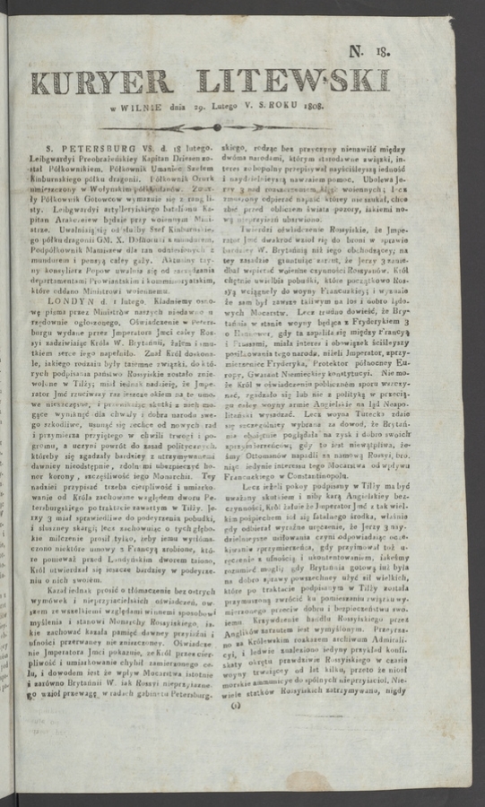 Kuryer Litewski. 1808, numero&nbsp;18