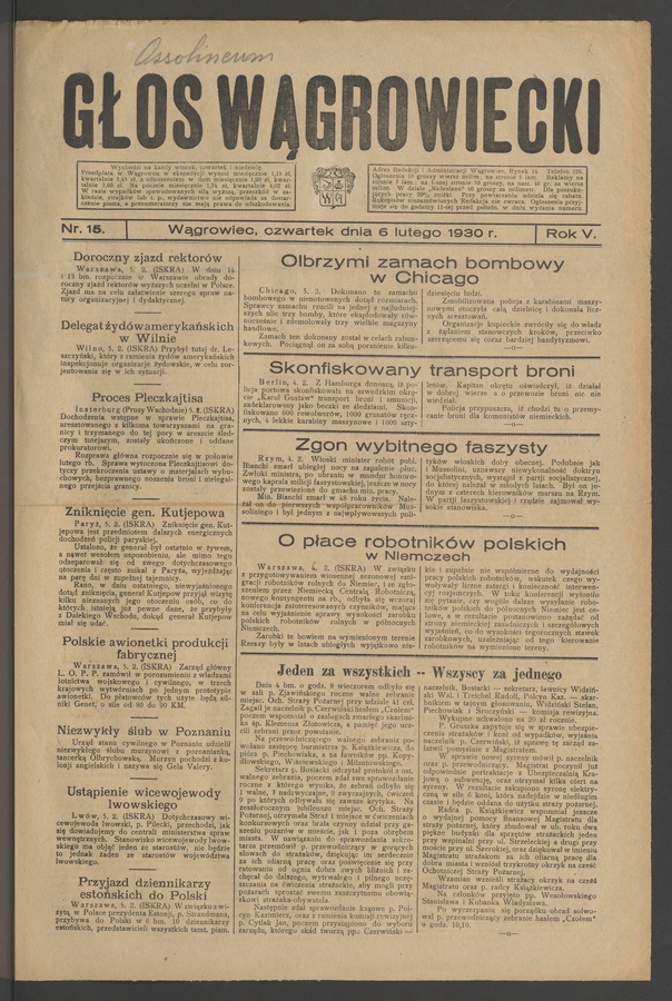Głos Wągrowiecki. Rok 5, 1930, numer 15