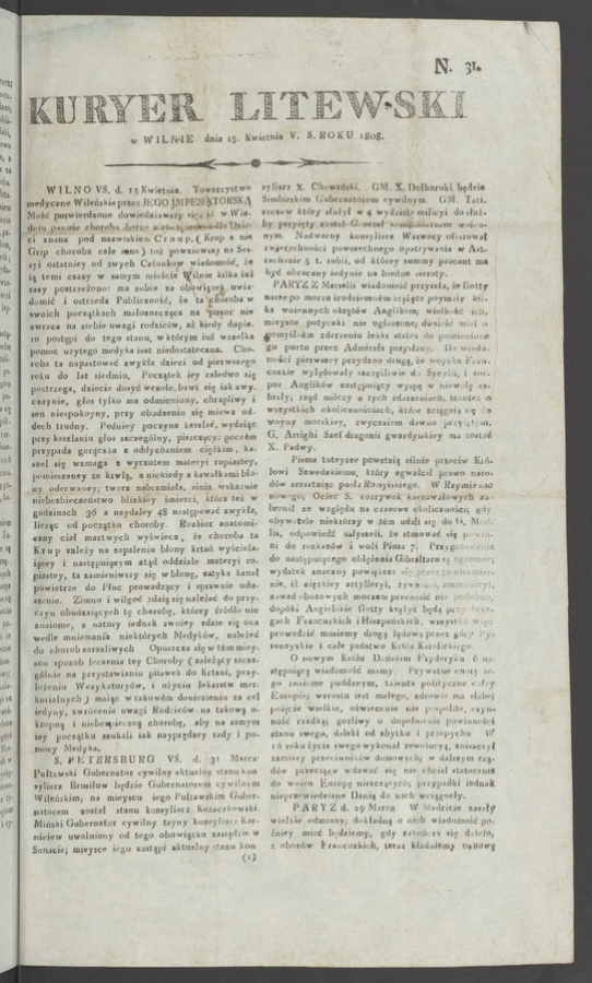Kuryer Litewski. 1808, numero&nbsp;31