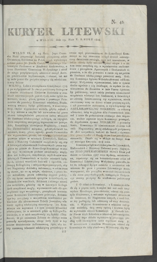 Kuryer Litewski. 1808, numero&nbsp;42