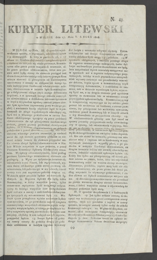Kuryer Litewski. 1808, numero&nbsp;43