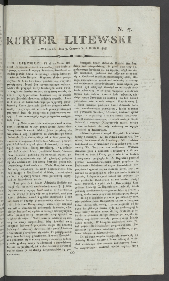 Kuryer Litewski. 1808, numero 45