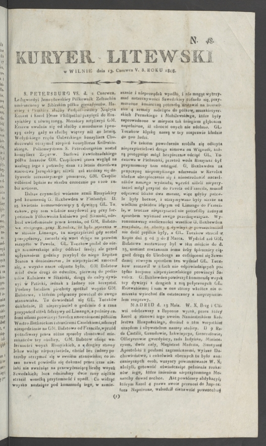 Kuryer Litewski. 1808, numero&nbsp;48