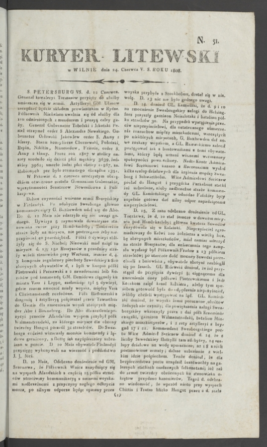 Kuryer Litewski. 1808, numero 51