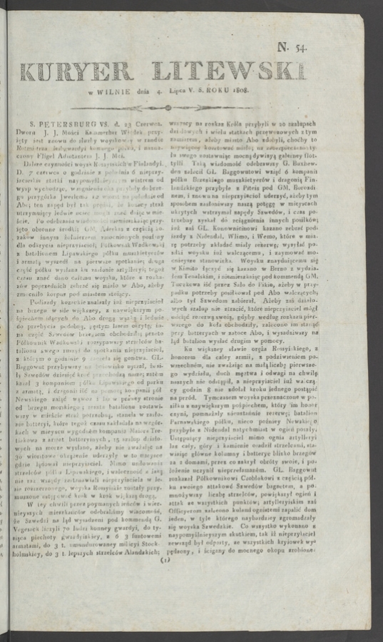 Kuryer Litewski. 1808, numero&nbsp;54