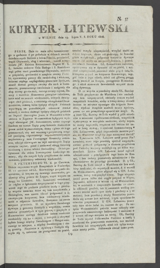 Kuryer Litewski. 1808, numero&nbsp;57