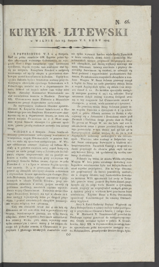 Kuryer Litewski. 1808, numero&nbsp;66