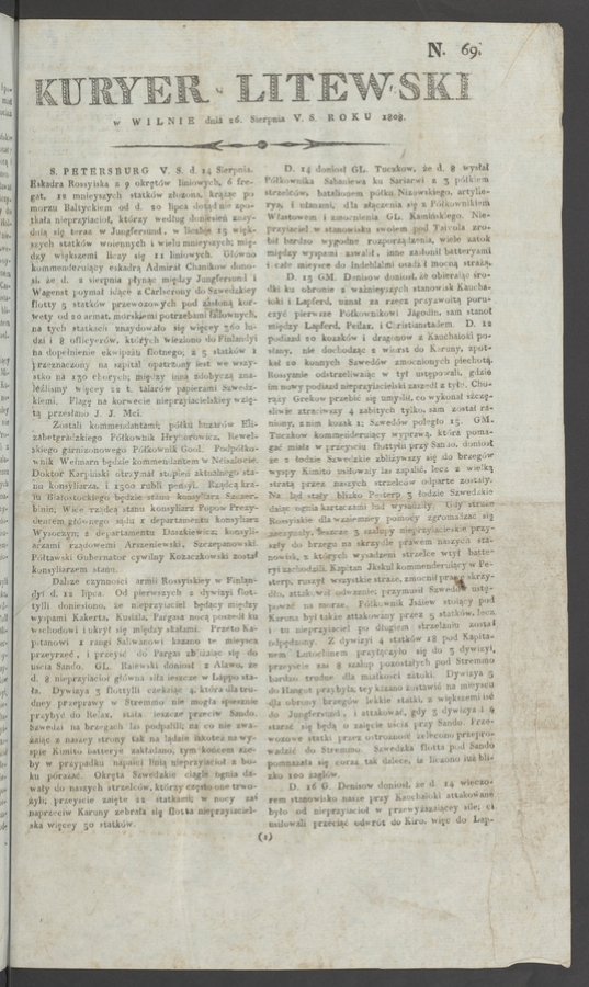 Kuryer Litewski. 1808, numero&nbsp;69