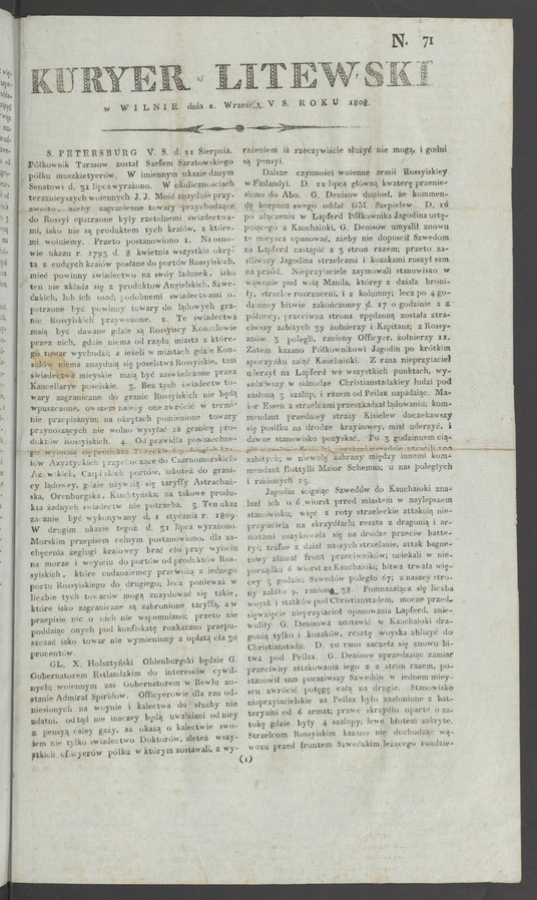 Kuryer Litewski. 1808, numero&nbsp;71