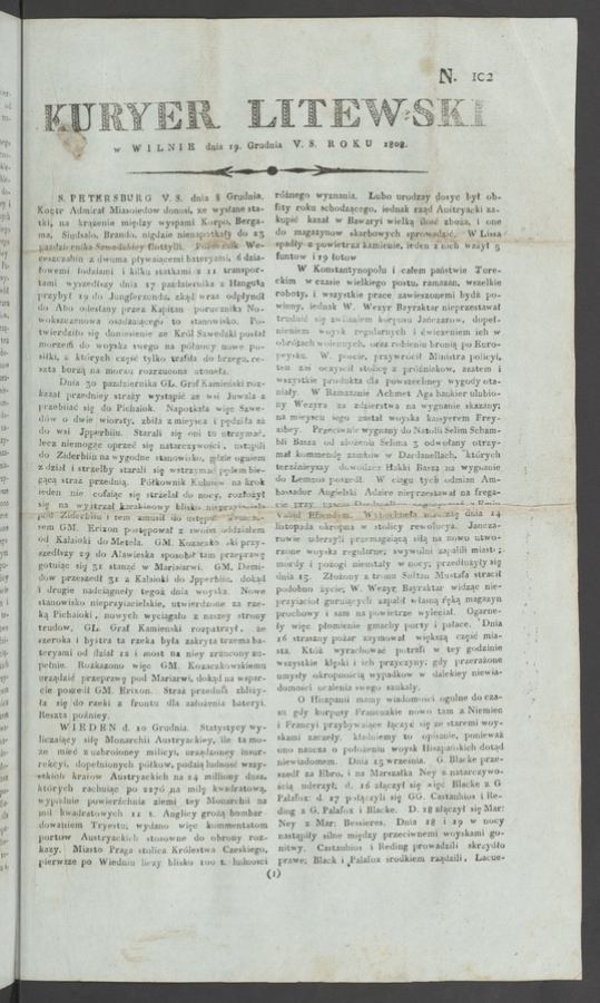 Kuryer Litewski. 1808, numero&nbsp;102