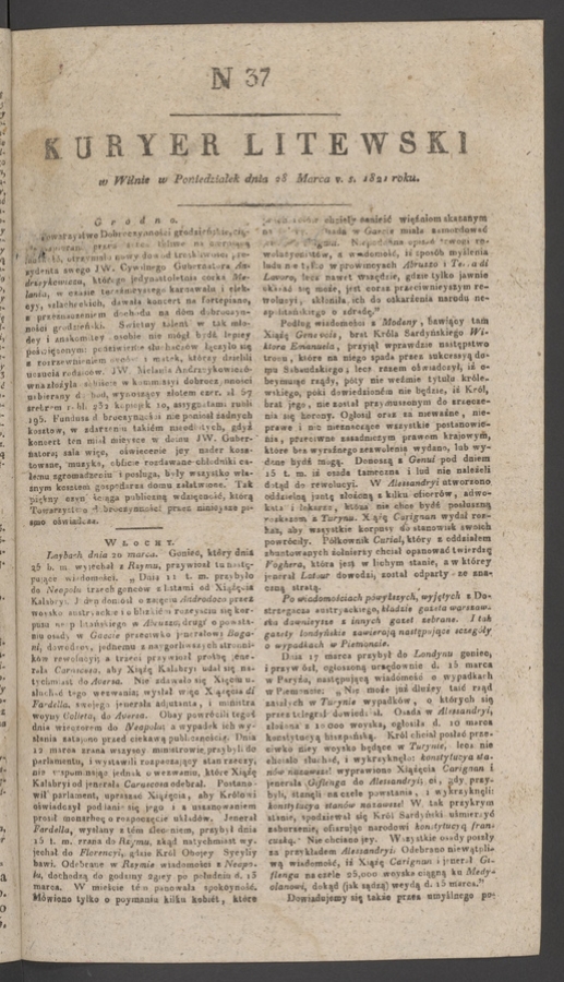 Kuryer Litewski. 1821, numer&nbsp;37