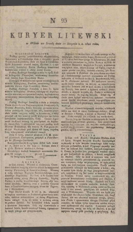 Kuryer Litewski. 1821, numer&nbsp;95