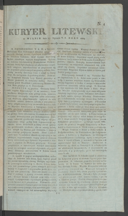 Kuryer Litewski. 1809, numero 4
