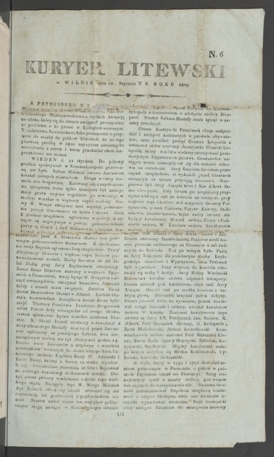Kuryer Litewski. 1809, numero 6