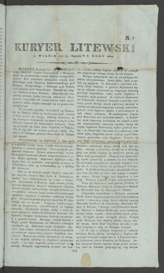 Kuryer Litewski. 1809, numero 7