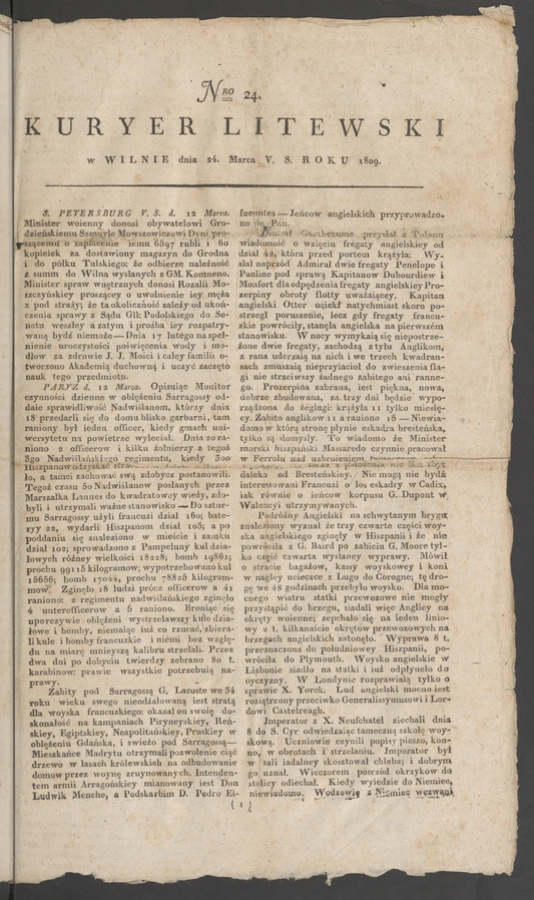 Kuryer Litewski. 1809, numero 24