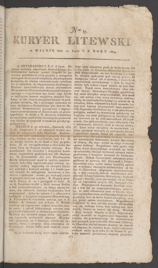 Kuryer Litewski. 1809, numero 57